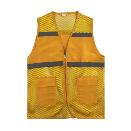 Design Yellow Mesh Vest Jacket Custom Reflective Belt Zipper Men's Vest Jacket Breathable Workwear Shoulder Mesh Design Vest Jacket Factory Polyester V217 Design Yellow Mesh Vest Jacket Custom Reflective Belt Zipper Men's Vest Jacket Breathable Workwear Shoulder Mesh Design Vest Jacket Factory Polyester V217